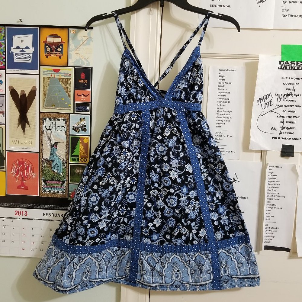 Mossimo dress XS floral paisley print sleeveless v-neck strappy lined boho